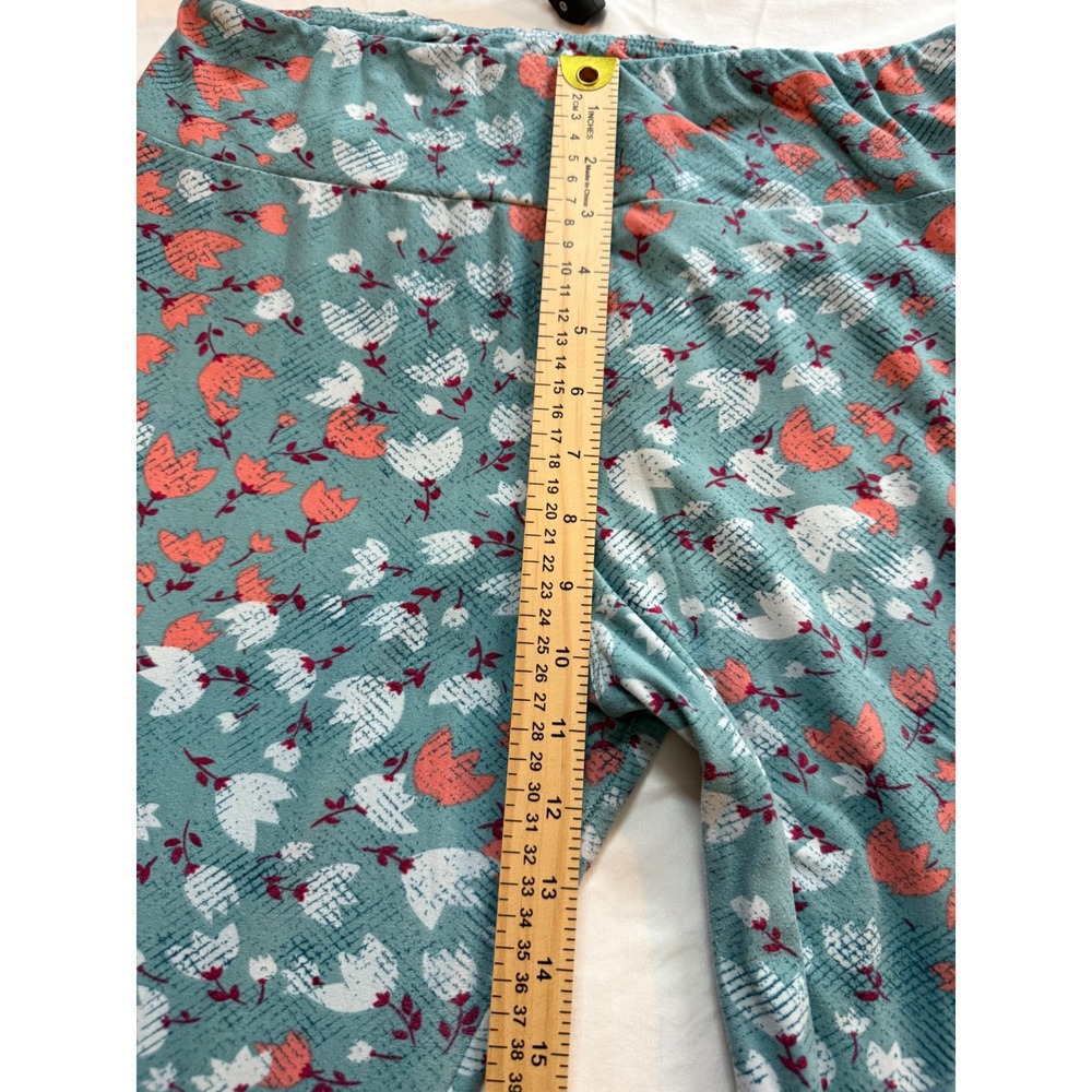 LuLaRoe Leggings Bundle Tall & Curvy TC Floral Geometric Blue Teal 2 Pack - Picture 13 of 14